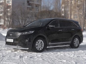 16 399 р. Защита переднего бампера (2 трубы Ø63 и 42 мм, нержавейка) SLITKOFF KIA Sorento UM/Prime рестайлинг (2018-2020)  с доставкой в г. Екатеринбург. Увеличить фотографию 2