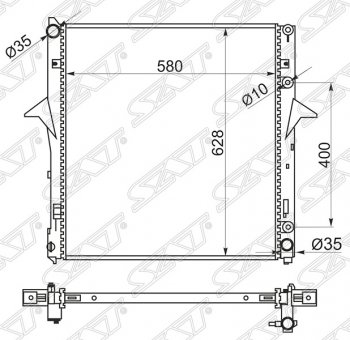 Радиатор двигателя SAT (пластинчатый, 3.3/3.8, МКПП/АКПП) KIA Sorento BL рестайлинг (2006-2010)
