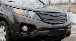 4 999 р. Решётка радиатора RA KIA Sorento XM дорестайлинг (2009-2012) (Глянец под окраску, с металлической сеткой, Неокрашенная)  с доставкой в г. Екатеринбург. Увеличить фотографию 2