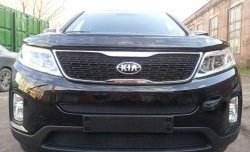 Нижняя сетка на бампер Russtal (черная) KIA (КИА) Sorento (Соренто)  XM (2012-2015) XM рестайлинг