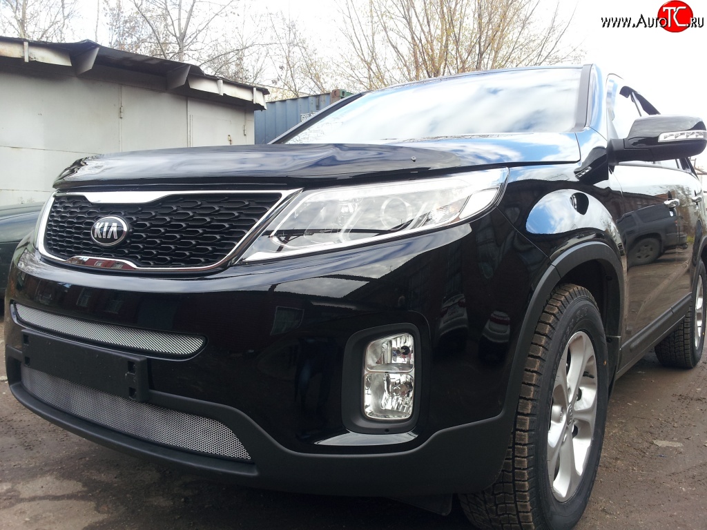 1 539 р. Сетка верхнего воздухозаборника переднего бампера Russtal  KIA Sorento  XM (2012-2015) рестайлинг (хром)  с доставкой в г. Екатеринбург