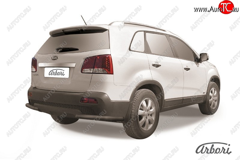 5 399 р. Защита заднего бампера Arbori (уголки, черная, 1 труба d57 mm). KIA Sorento XM дорестайлинг (2009-2012)  с доставкой в г. Екатеринбург