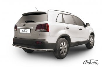 15 299 р. Защита заднего бампера Arbori (длинная, нержавейка, 1 труба d57 mm). KIA Sorento XM дорестайлинг (2009-2012)  с доставкой в г. Екатеринбург. Увеличить фотографию 1