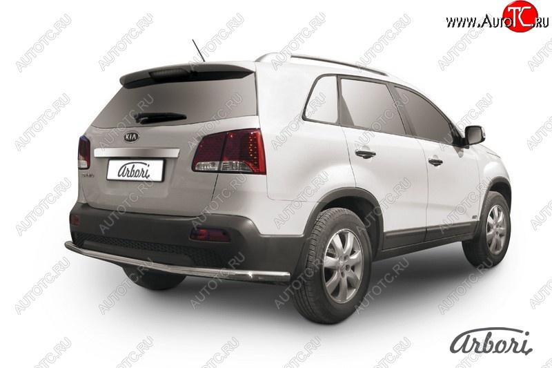 15 299 р. Защита заднего бампера Arbori (длинная, нержавейка, 1 труба d57 mm).  KIA Sorento  XM (2009-2012) дорестайлинг  с доставкой в г. Екатеринбург