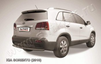 7 999 р. Защита заднего бампера из трубы d57 Slitkoff (короткая)  KIA Sorento  XM (2009-2012) дорестайлинг (Цвет: серебристый)  с доставкой в г. Екатеринбург. Увеличить фотографию 1