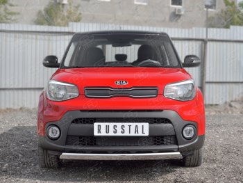 10 349 р. Защита переднего бампера (Ø75х42 мм, нержавейка) Russtal  KIA Soul  PS (2014-2016) дорестайлинг  с доставкой в г. Екатеринбург. Увеличить фотографию 2