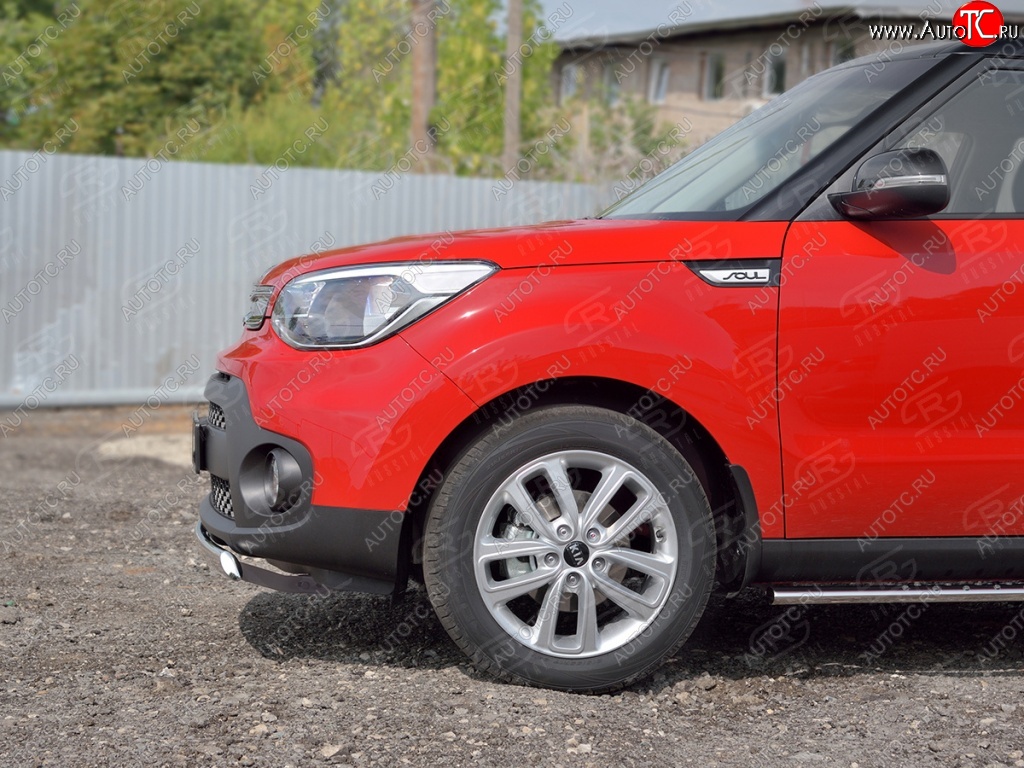 10 349 р. Защита переднего бампера (Ø75х42 мм, нержавейка) Russtal  KIA Soul  PS (2014-2016) дорестайлинг  с доставкой в г. Екатеринбург