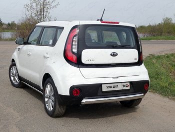 Защита заднего бампера (овальная) ТСС (нержавейка d75х42 мм) KIA Soul PS рестайлинг (2017-2019)