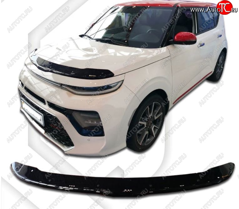 1 759 р. Дефлектор капота CA-Plastiс  KIA Soul  SK3 (2018-2022) (Classic черный, Без надписи)  с доставкой в г. Екатеринбург