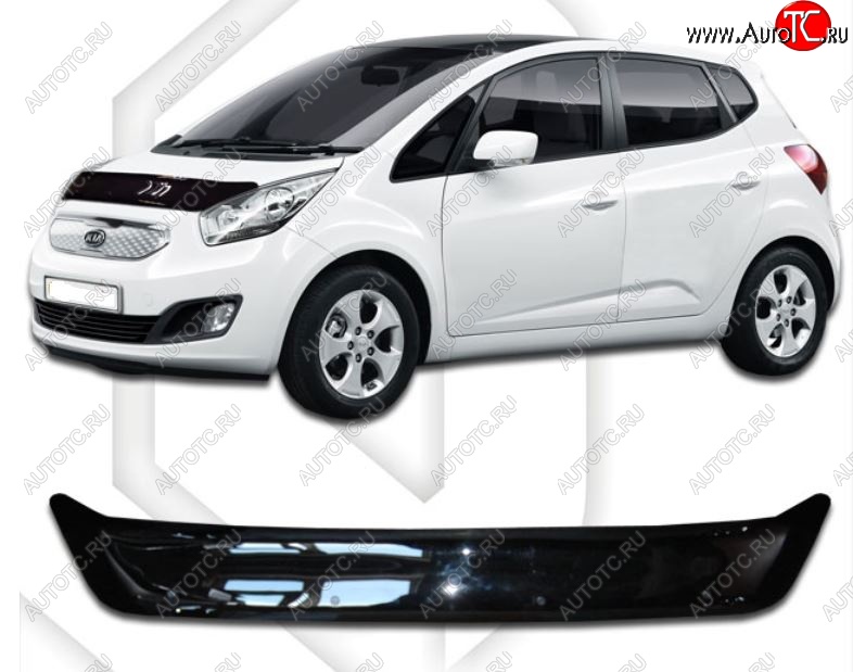 1 679 р. Дефлектор капота CA-Plastiс  KIA Venga (2009-2024) дорестайлинг, рестайлинг (Classic черный, Без надписи)  с доставкой в г. Екатеринбург