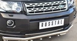 32 999 р. Защита переднего бампера (Ø63 мм с зубами, нержавейка) Russtal Land Rover Freelander L359 1-ый рестайлинг (2010-2012)  с доставкой в г. Екатеринбург. Увеличить фотографию 1