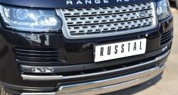 27 649 р. Защита переднего бампера (2 трубыØ75х42 мм, нержавейка) Russtal Land Rover Range Rover 4 L405 дорестайлинг (2012-2017)  с доставкой в г. Екатеринбург. Увеличить фотографию 2