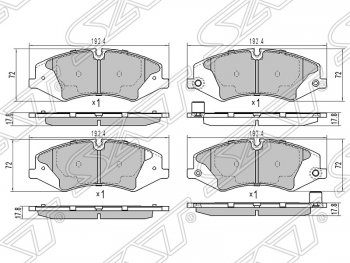 1 649 р. Колодки тормозные SAT (передние)  Land Rover Range Rover  3 L322 - Range Rover Sport ( 1 L320,  2 L494)  с доставкой в г. Екатеринбург. Увеличить фотографию 1