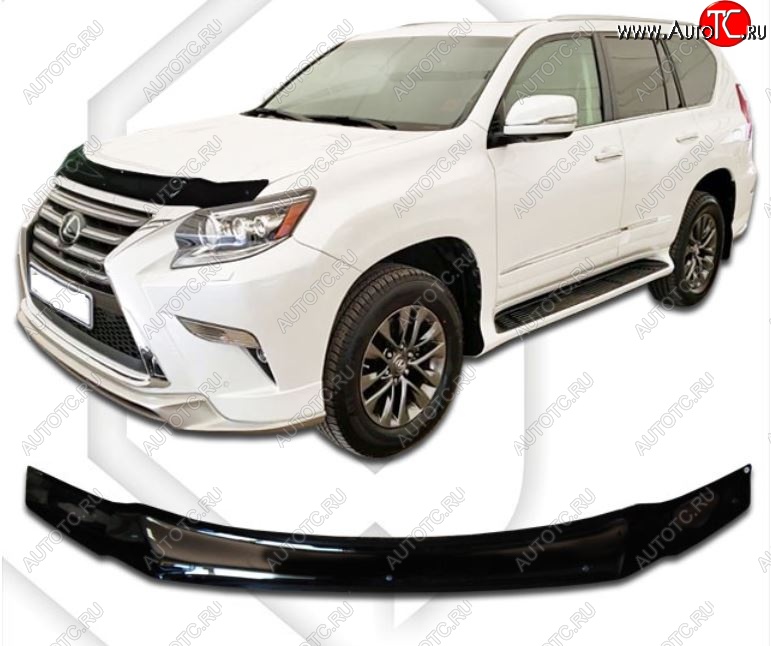 1 839 р. Дефлектор капота CA-Plastiс  Lexus GX460  J150 (2013-2022) 1-ый рестайлинг, 2-ой рестайлинг (Classic черный, Без надписи)  с доставкой в г. Екатеринбург