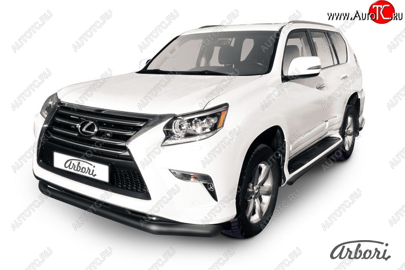 11 339 р. Защита переднего бампера Arbori (черная, 1 труба d76 mm). Lexus GX460 J150 1-ый рестайлинг (2013-2019)  с доставкой в г. Екатеринбург