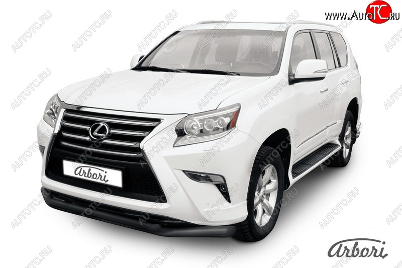 13 499 р. Защита переднего бампера Arbori (черная, 2 трубы d76 и 57 mm) Lexus GX460 J150 1-ый рестайлинг (2013-2019)  с доставкой в г. Екатеринбург