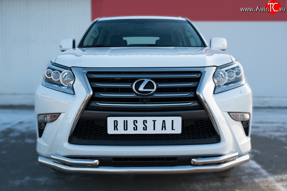 16 799 р. Защита переднего бампера (2 трубыØ63 и 42 мм, нержавейка) SLITKOFF Lexus GX460 J150 1-ый рестайлинг (2013-2019)  с доставкой в г. Екатеринбург