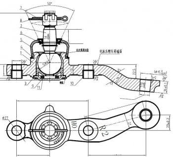 Шаровая опора передняя правая SAT Toyota Aristo S160 дорестайлинг (1997-2001)