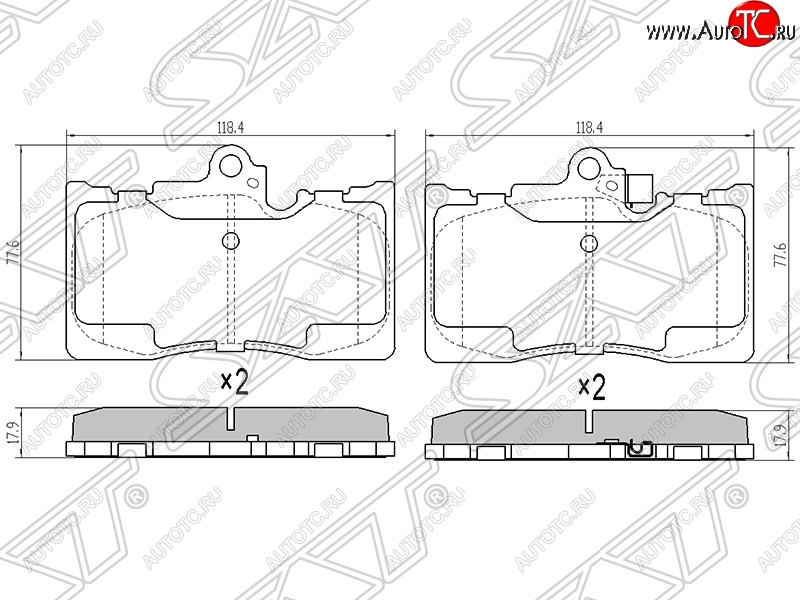 1 299 р. Колодки тормозные SAT (передние)  Lexus GS300  S190 (2005-2006) дорестайлинг  с доставкой в г. Екатеринбург