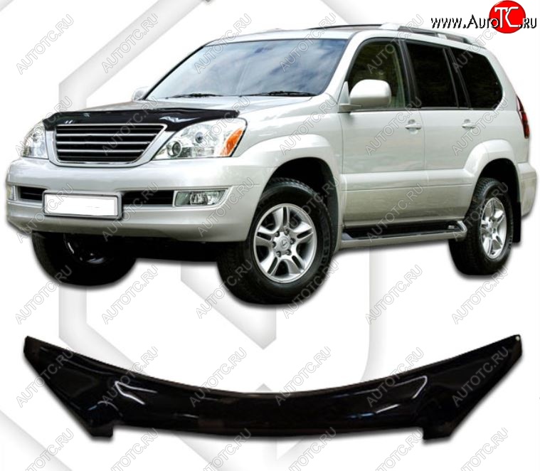 2 199 р. Дефлектор капота CA-Plastiс  Lexus GX470  J120 (2002-2007) дорестайлинг (Classic черный, Без надписи)  с доставкой в г. Екатеринбург