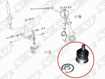 669 р. Шаровая опора верхнего рычага SAT  Lexus GX460 (J150), GX470 (J120), LX470 (J100), Toyota 4Runner (N280), FJ-Cruiser, Hilux Surf (N210), Land Cruiser (100), Land Cruiser Prado (J120,  J150)  с доставкой в г. Екатеринбург. Увеличить фотографию 2