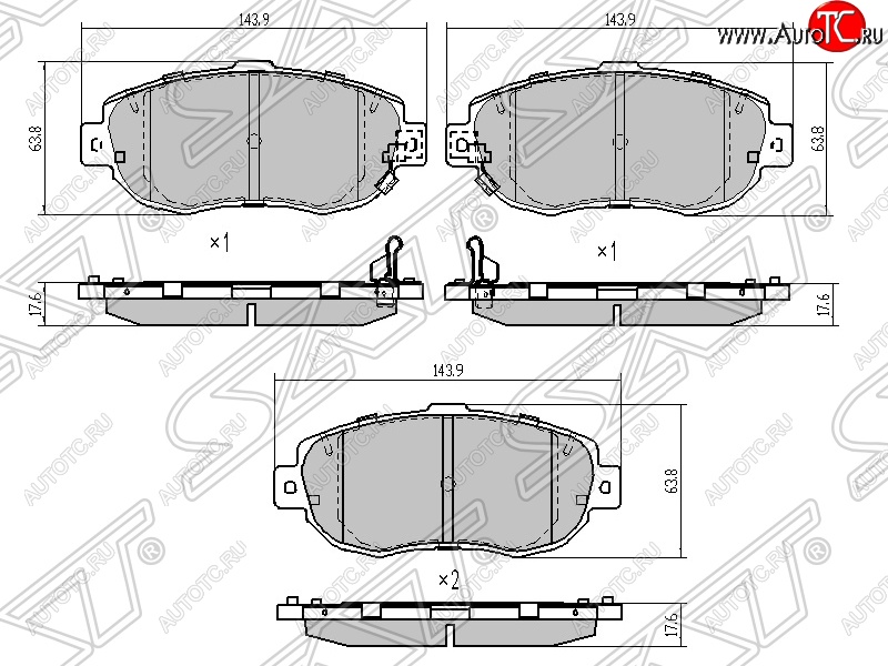 1 499 р. Колодки тормозные SAT (передние)  Lexus IS200 ( XE10 седан,  XE10) (1998-2005), Lexus IS300  XE10 седан (1998-2005), Lexus SC430  Z40 (2001-2006), Toyota Altezza (1998-2005), Toyota Aristo  S160 (1997-2001), Toyota Mark 2  X100 (1996-2000), Toyota Soarer  3 (1991-2001), Toyota Verossa (2001-2004)  с доставкой в г. Екатеринбург