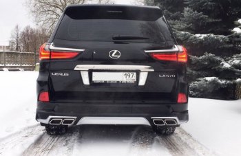 22 699 р. Накладка заднего бампера Автократ (без глушителя) Lexus LX450d J200 2-ой рестайлинг (2015-2022) (Неокрашенная)  с доставкой в г. Екатеринбург. Увеличить фотографию 3