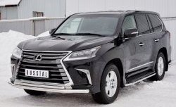 18 499 р. Защита переднего бампера (2 трубыØ63 и 42 мм, нержавейка) SLITKOFF Lexus LX450d J200 2-ой рестайлинг (2015-2022)  с доставкой в г. Екатеринбург. Увеличить фотографию 2