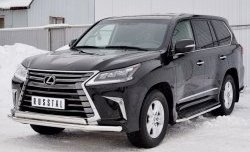 20 849 р. Защита переднего бампера (2 трубыØ63 и 75х42 мм, нержавейка) Russtal Lexus LX450d J200 2-ой рестайлинг (2015-2022)  с доставкой в г. Екатеринбург. Увеличить фотографию 2