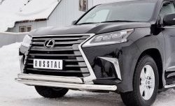 20 849 р. Защита переднего бампера (2 трубыØ63 и 75х42 мм, нержавейка) Russtal Lexus LX450d J200 2-ой рестайлинг (2015-2022)  с доставкой в г. Екатеринбург. Увеличить фотографию 4