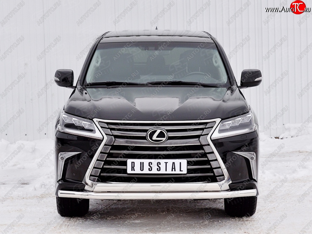 20 849 р. Защита переднего бампера (2 трубыØ63 и 75х42 мм, нержавейка) Russtal Lexus LX450d J200 2-ой рестайлинг (2015-2022)  с доставкой в г. Екатеринбург