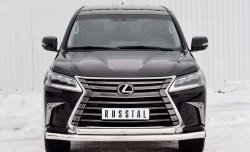 Защита переднего бампера (2 трубыØ76 и 63 мм, нержавейка) Russtal Lexus LX450d J200 2-ой рестайлинг (2015-2022)