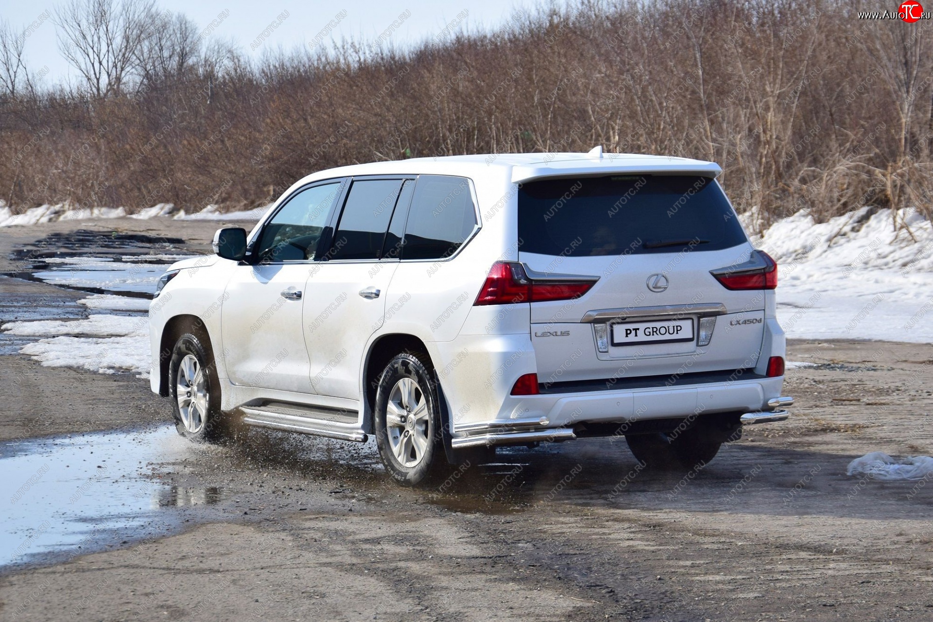 24 999 р. Защита заднего бампера Petroil Tuning (уголки двойные, d63/51) Lexus LX450d J200 2-ой рестайлинг (2015-2022) (Нержавеющая полированная сталь)  с доставкой в г. Екатеринбург