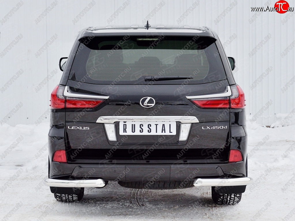 13 449 р. Защита заднего бампера (Ø76 мм уголки, нержавейка) SLITKOFF Lexus LX450d J200 2-ой рестайлинг (2015-2022)  с доставкой в г. Екатеринбург