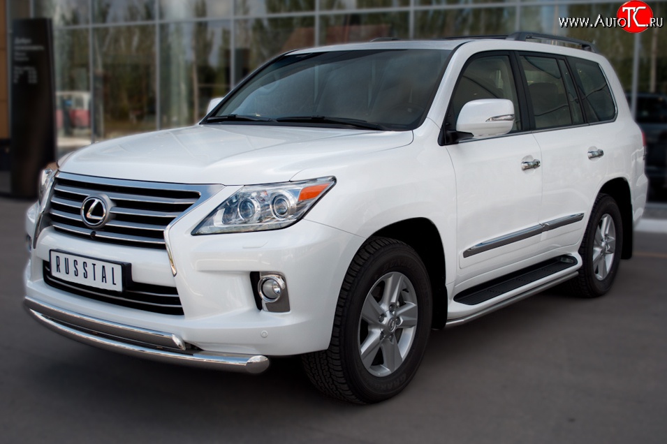 13 199 р. Защита порогов SLITKOFF из круглой трубы диаметром 42 мм (2012-н.в.) Lexus LX570 J200 дорестайлинг (2007-2012)  с доставкой в г. Екатеринбург