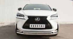 Защита переднего бампера (2 трубыØ63 и 42 мм, нержавейка) Russtal Lexus NX200T Z10 (2014-2017)