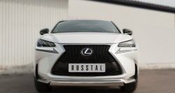 17 299 р. Защита переднего бампера (Ø75х42 мм, нержавейка, F-SPORT) Russtal Lexus NX200T Z10 (2014-2017)  с доставкой в г. Екатеринбург. Увеличить фотографию 1