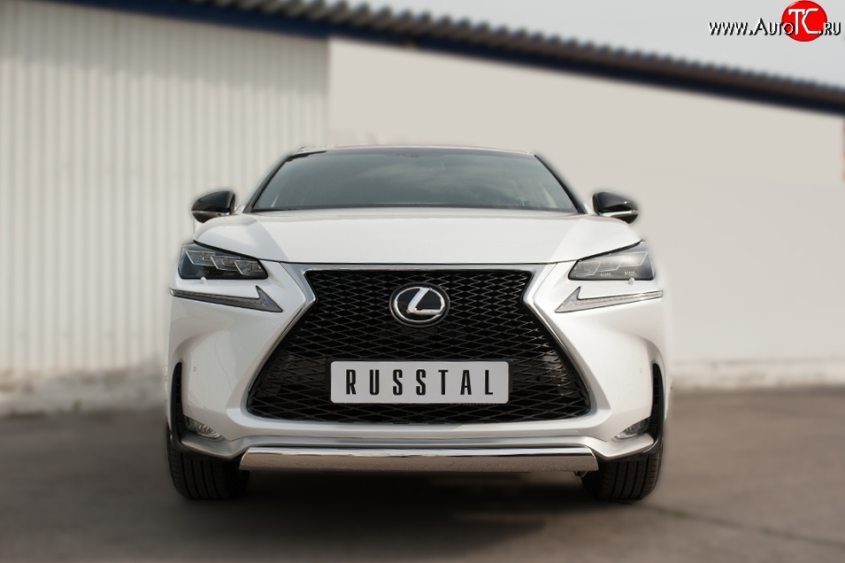 17 299 р. Защита переднего бампера (Ø75х42 мм, нержавейка, F-SPORT) Russtal Lexus NX200T Z10 (2014-2017)  с доставкой в г. Екатеринбург