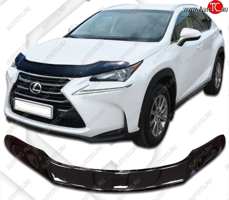 2 079 р. Дефлектор капота CA-Plastic exclusive Lexus NX300h Z10 дорестайлинг (2014-2017) (Classic черный, Без надписи)  с доставкой в г. Екатеринбург