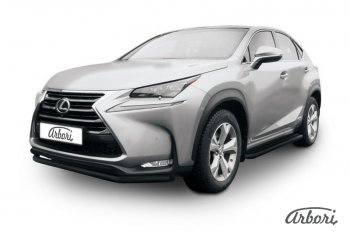 Защита переднего бампера Arbori (черная, 1 труба d57 mm). Lexus NX300h Z10 дорестайлинг (2014-2017)