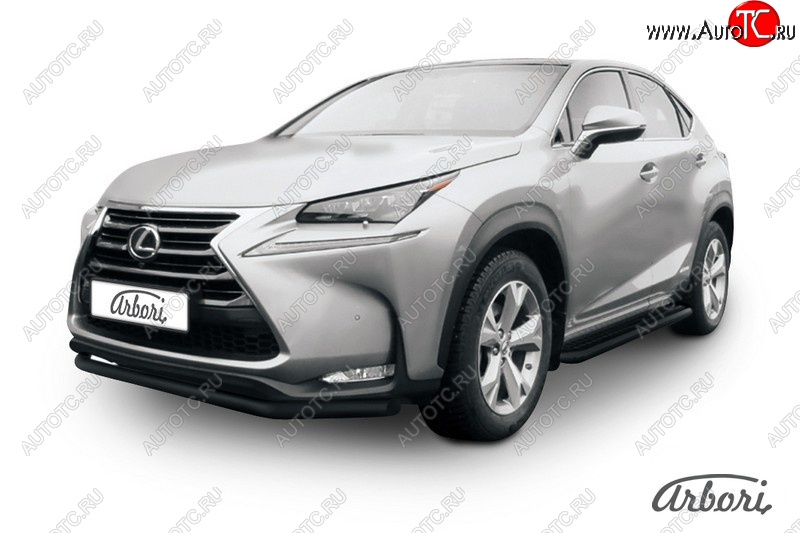 6 749 р. Защита переднего бампера Arbori (черная, 1 труба d57 mm). Lexus NX300h Z10 дорестайлинг (2014-2017)  с доставкой в г. Екатеринбург