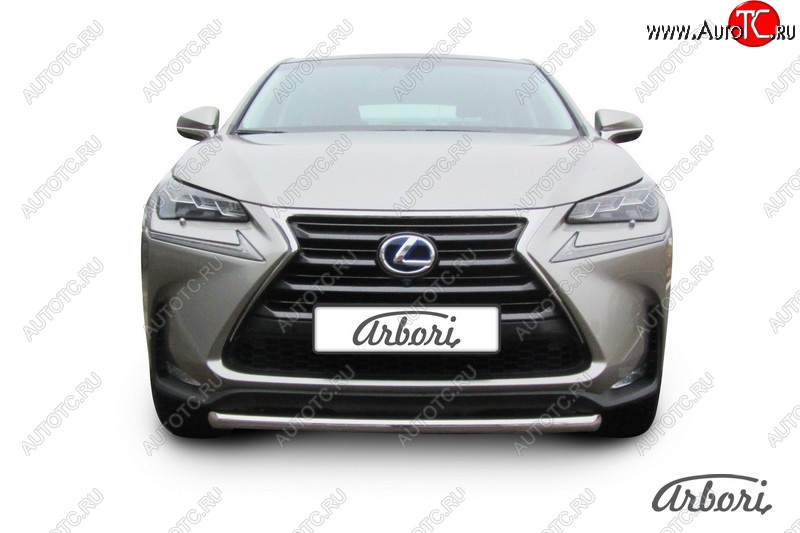 8 549 р. Защита переднего бампера Arbori (короткая, нержавейка, 1 труба d57 mm). Lexus NX300h Z10 дорестайлинг (2014-2017)  с доставкой в г. Екатеринбург