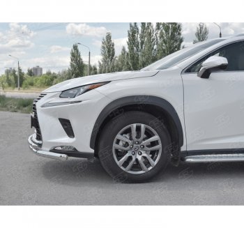 17 899 р. Защита переднего бампера (2 трубы Ø63 и 42 мм, нержавейка) SLITKOFF Lexus NX300h Z10 дорестайлинг (2014-2017)  с доставкой в г. Екатеринбург. Увеличить фотографию 2