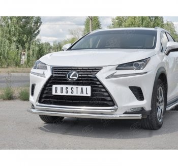 17 899 р. Защита переднего бампера (2 трубы Ø63 и 42 мм, нержавейка) SLITKOFF Lexus NX300h Z10 дорестайлинг (2014-2017)  с доставкой в г. Екатеринбург. Увеличить фотографию 3