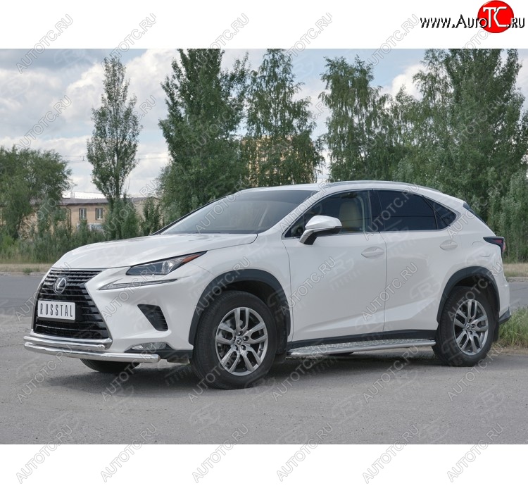 17 899 р. Защита переднего бампера (2 трубы Ø63 и 42 мм, нержавейка) SLITKOFF Lexus NX300h Z10 дорестайлинг (2014-2017)  с доставкой в г. Екатеринбург