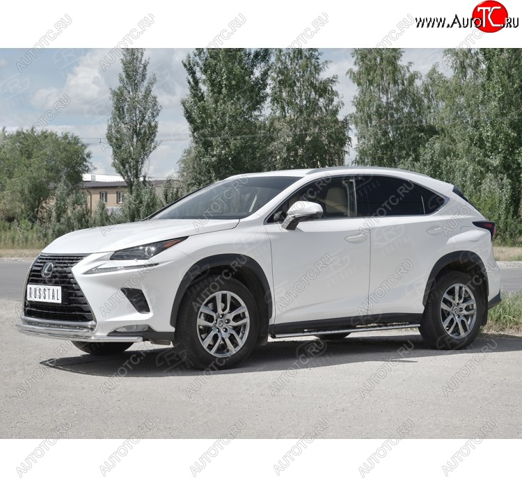 16 449 р. Защита переднего бампера (2 трубы Ø42 мм, нержавейка) SLITKOFF Lexus NX300h Z10 дорестайлинг (2014-2017)  с доставкой в г. Екатеринбург