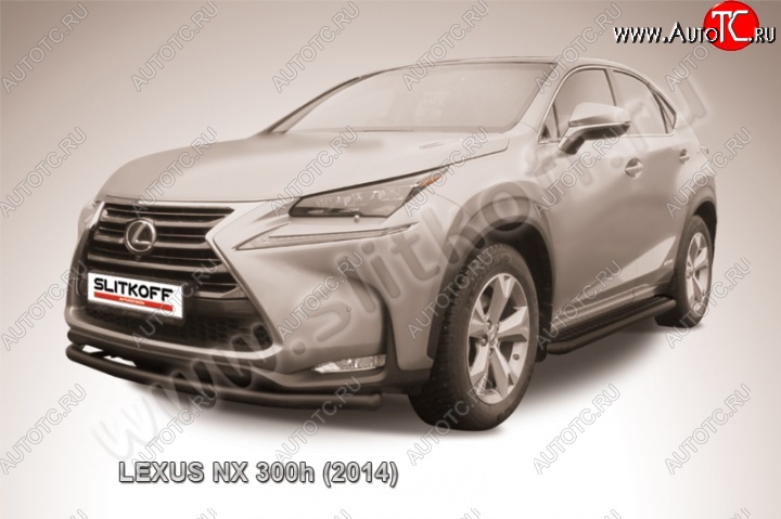 7 999 р. Защита переднего бампера из трубы d57 Slitkoff (радиусная) Lexus NX300h Z10 дорестайлинг (2014-2017) (Цвет: серебристый)  с доставкой в г. Екатеринбург