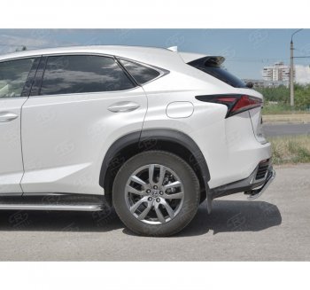 8 349 р. Защита заднего бампера (Ø42 мм волна, нержавейка) Russtal  Lexus NX300h  Z10 (2014-2017) дорестайлинг  с доставкой в г. Екатеринбург. Увеличить фотографию 2