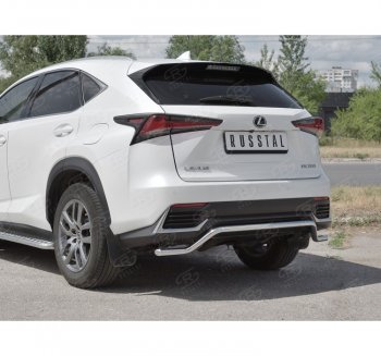 8 349 р. Защита заднего бампера (Ø42 мм волна, нержавейка) Russtal  Lexus NX300h  Z10 (2014-2017) дорестайлинг  с доставкой в г. Екатеринбург. Увеличить фотографию 3