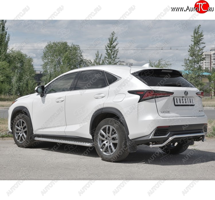 8 349 р. Защита заднего бампера (Ø42 мм волна, нержавейка) Russtal  Lexus NX300h  Z10 (2014-2017) дорестайлинг  с доставкой в г. Екатеринбург